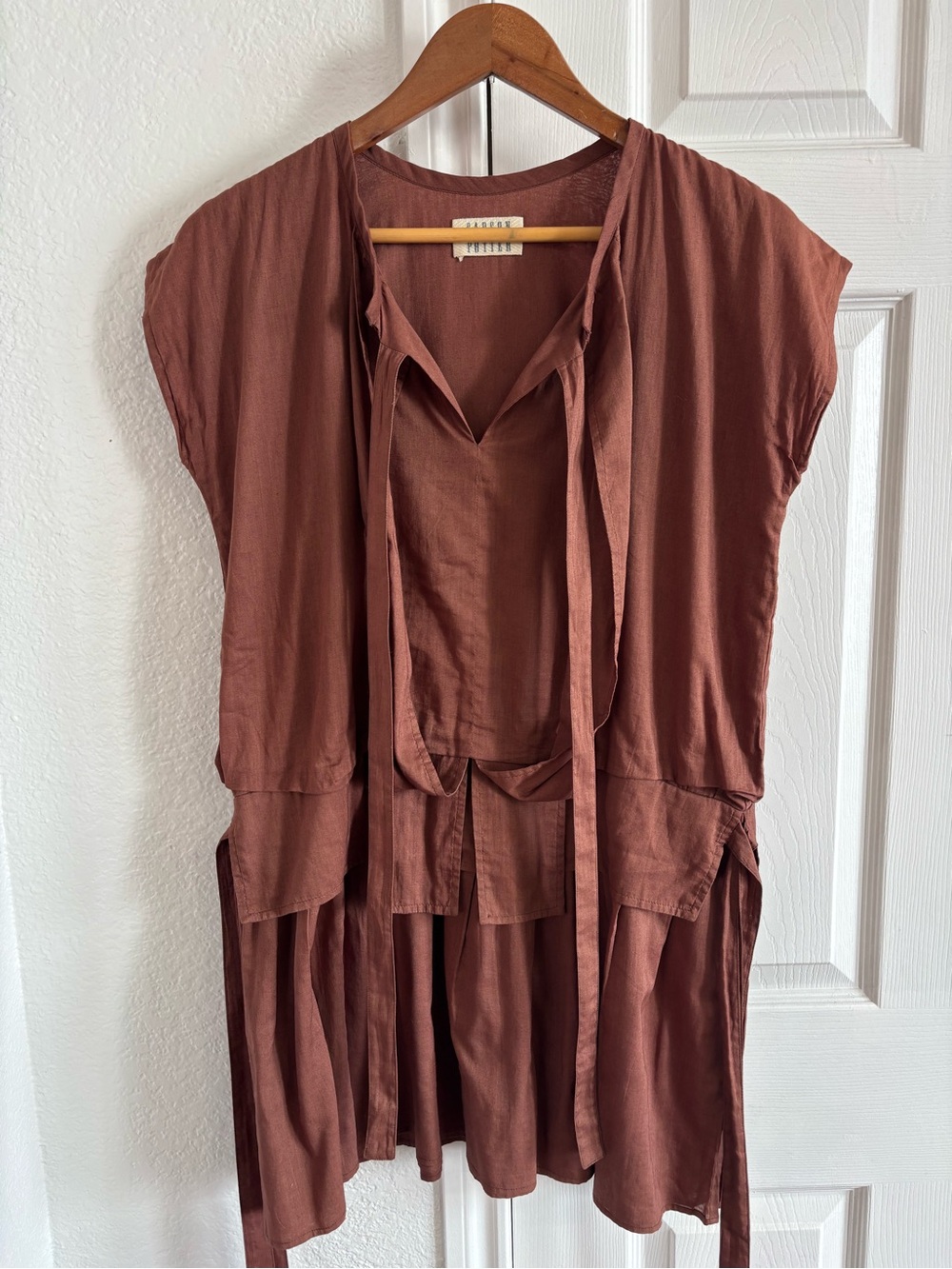 Carson Potter Cotton Brown Boho Mini Dress Size 2
